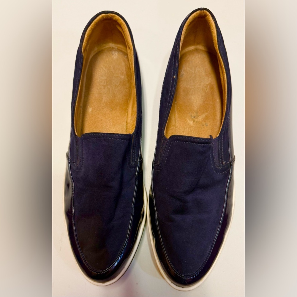 Naturalizer Rome Slip On Loafers | Navy Leather Patent Trim | Sz 11